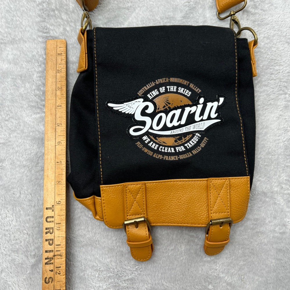 Disney Soarin Around The World Messenger Bag Size OS Black Tan Women Crossbody - Picture 10 of 12